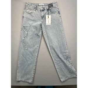 Ashley Mason Premium Jean Women 11/30 34x32 The Lucy Fit Relaxed Bow Light Blue